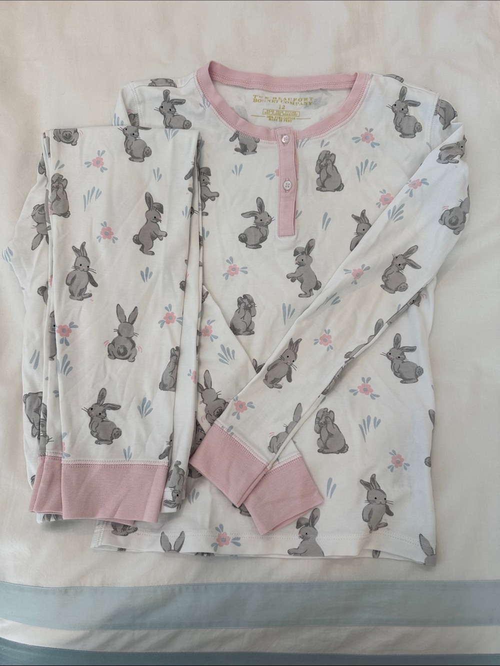 The Beaufort Bonnet Company Bunny Print Long Sleeve and Pant Pajama Set